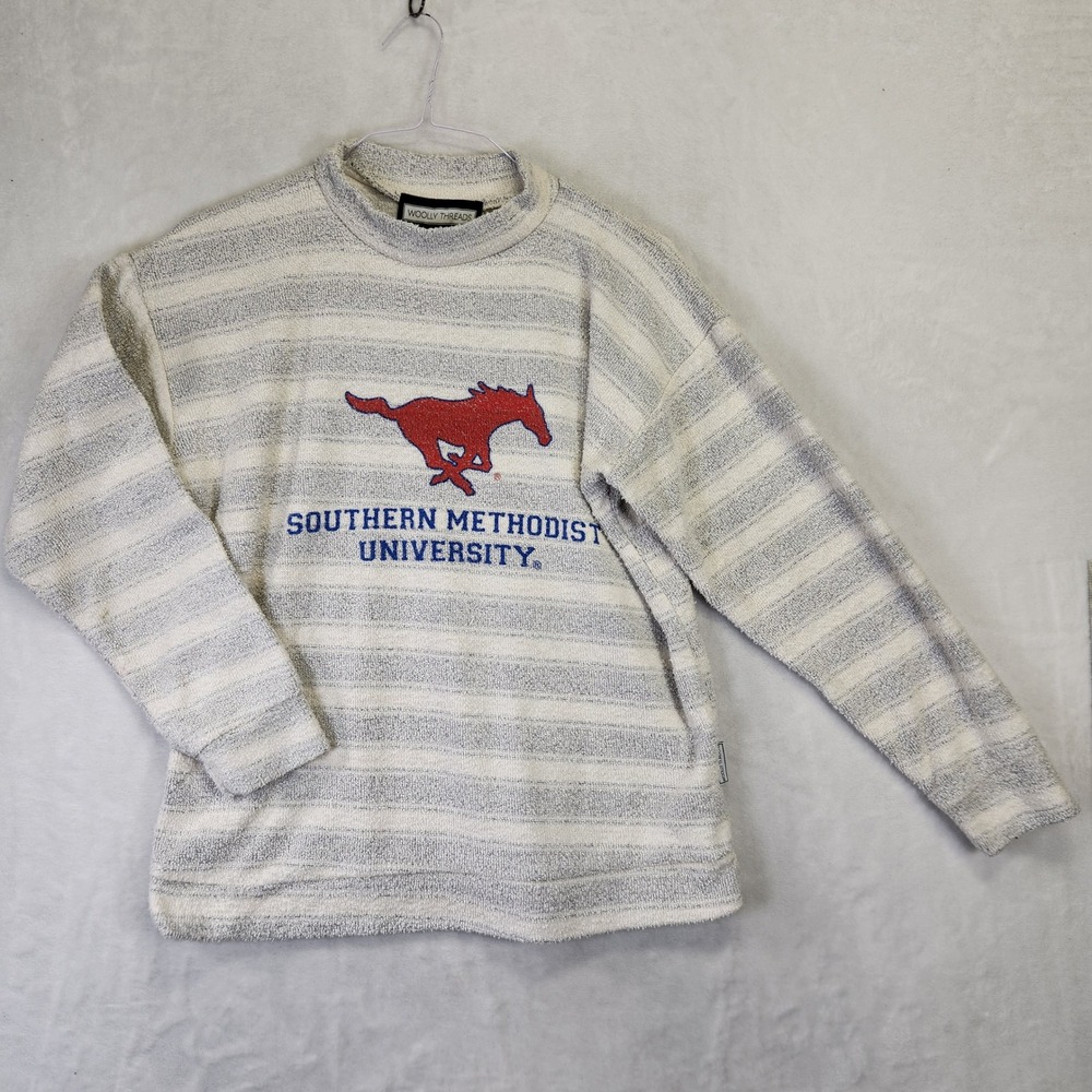 Woolly Threads SMU Southern Methodist University Striped Pullover Mens Medium